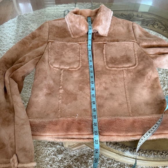 Vintage Y2K Baby Phat Faux Suede Embroidered Cat Jacket M Tan Brown Faux Fur - Picture 11 of 12